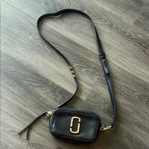 Marc Jacobs Black and Gold Crossbody Bag with Signature Design